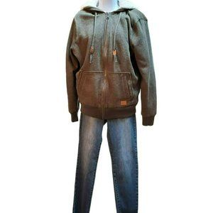 Buffalo David Bitton Green Sherpa Lined Men's Sweatshirt Double Pockets Size M